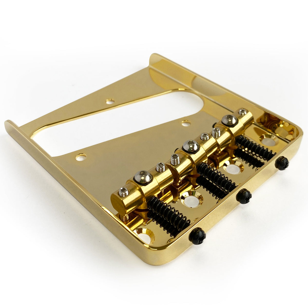 AxLabs Tele-Style Bridge, Steel Plate, Brass Swivel Saddles, Gold