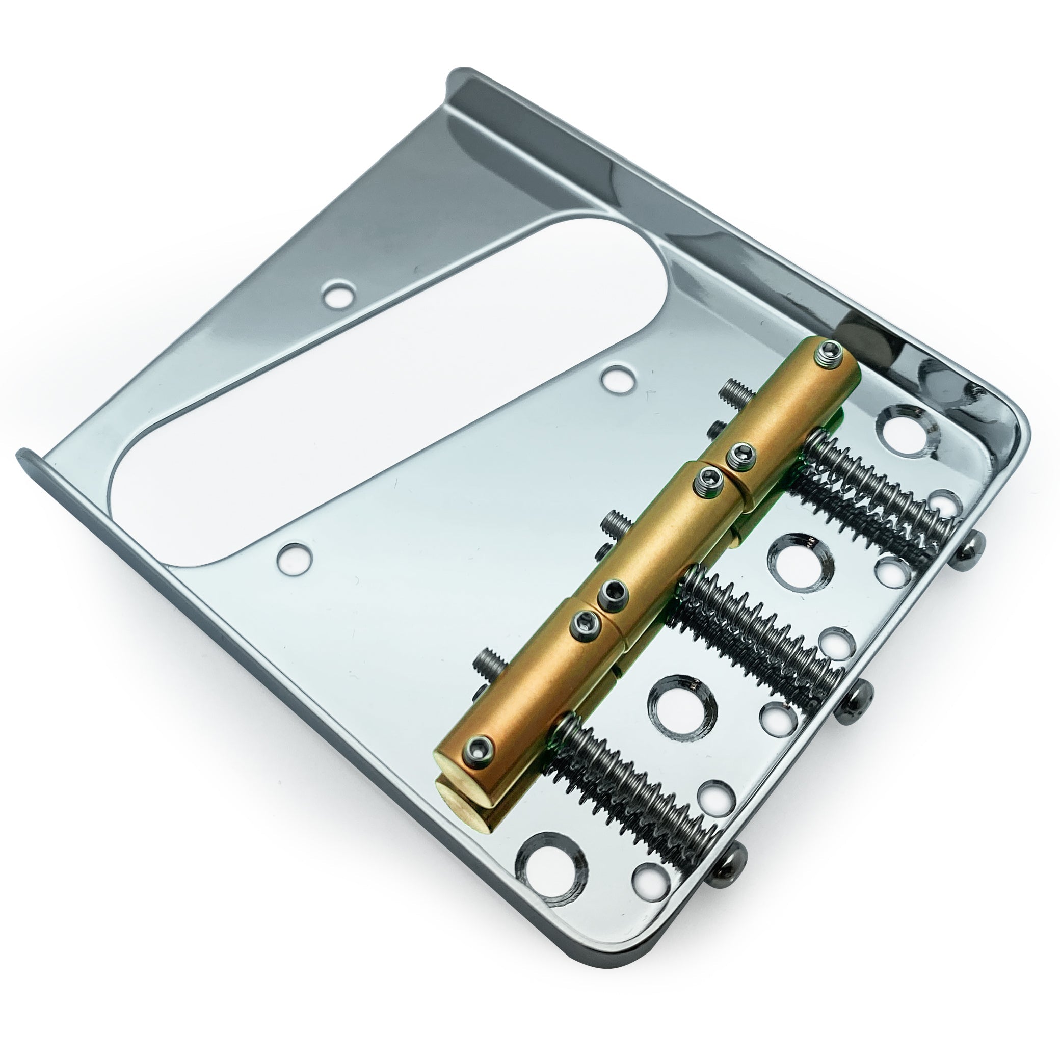 AxLabs Tele-Style Bridge, Steel Plate, Vintage Saddles, Chrome