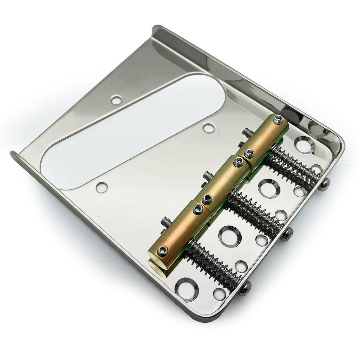 AxLabs Tele-Style Bridge, Steel Plate, Vintage Saddles, Nickel