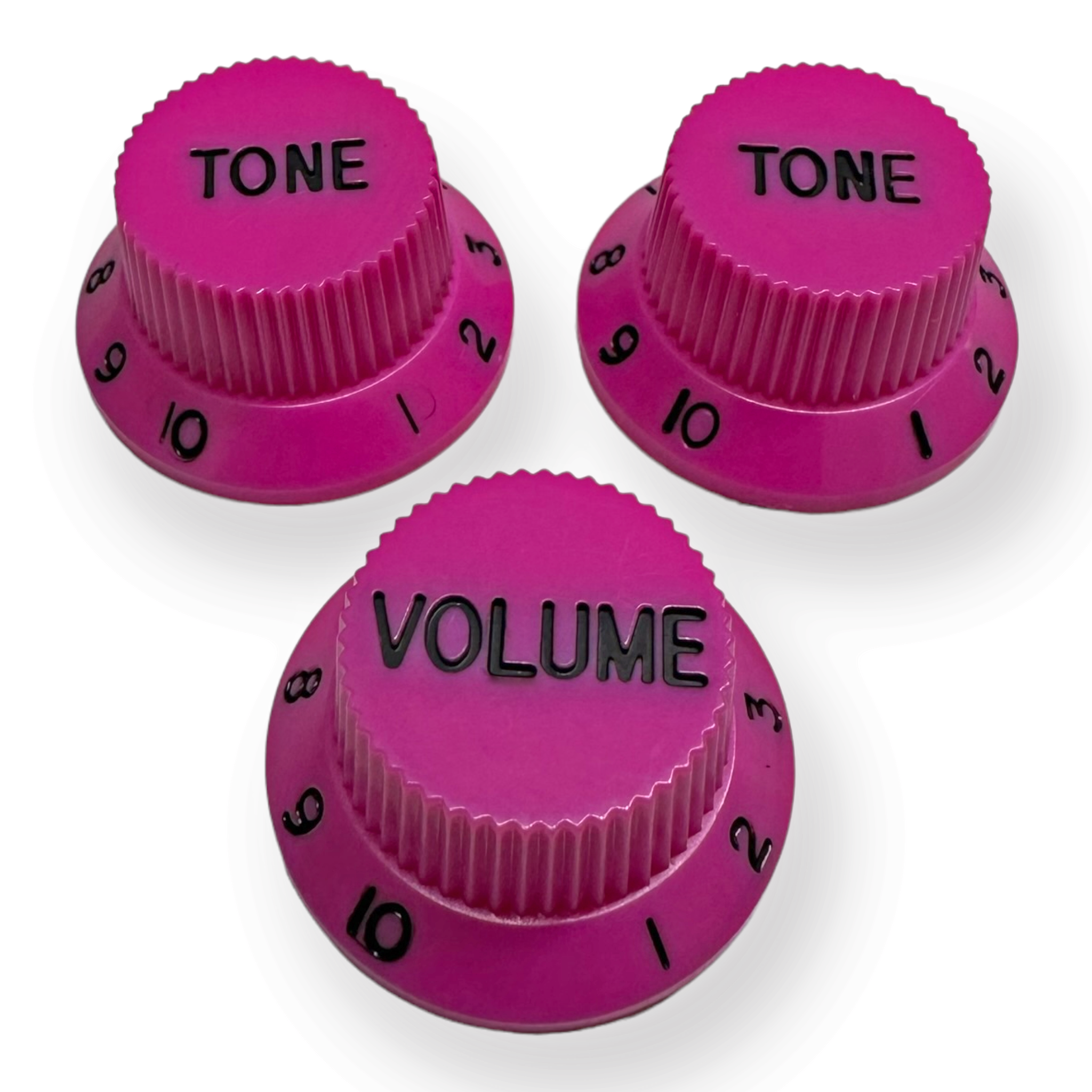AxLabs Strat-Style Knob Kit (2T/1V), Purple w/ Black Font