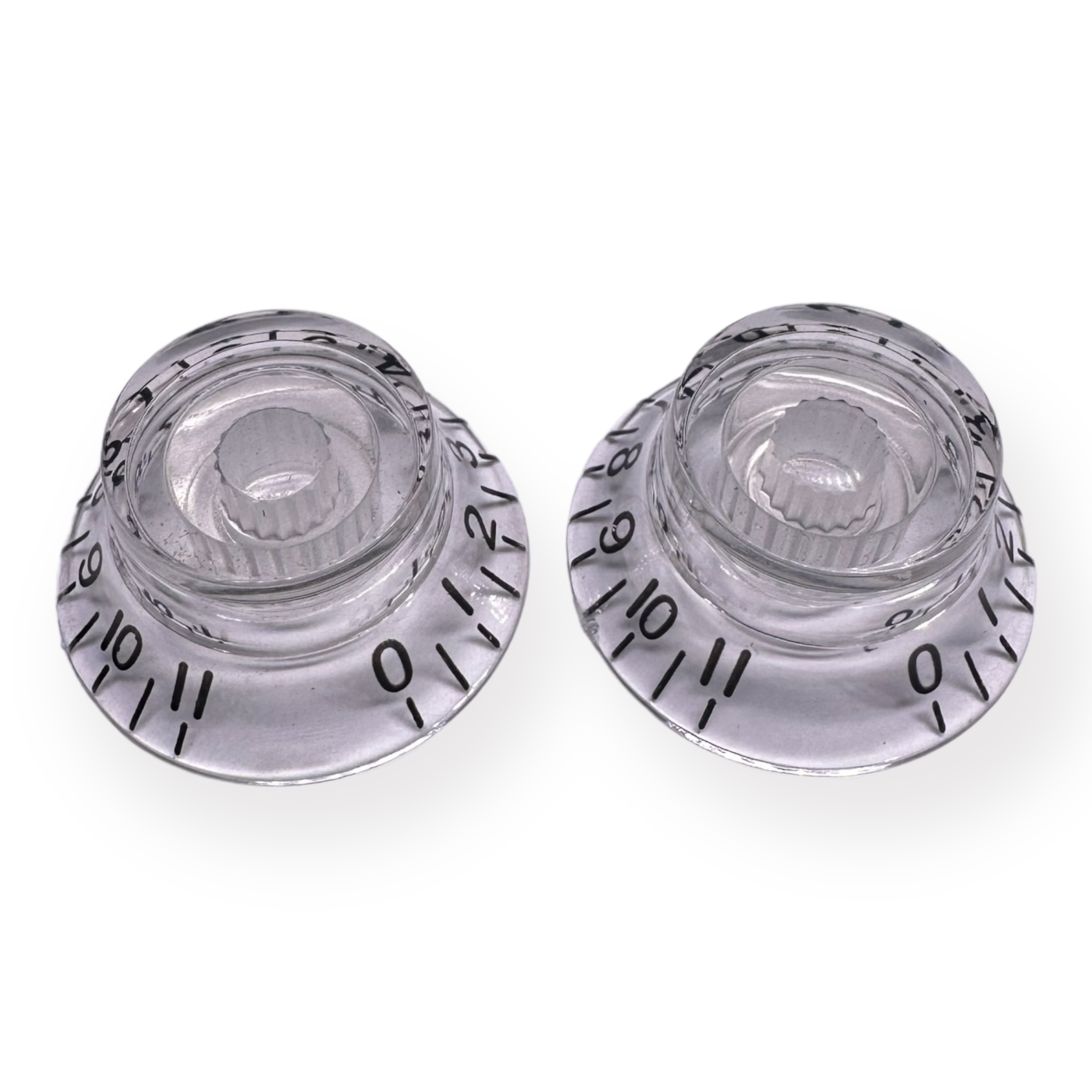 AxLabs Bell Knobs (2), 0-11, Clear w/ Black Font