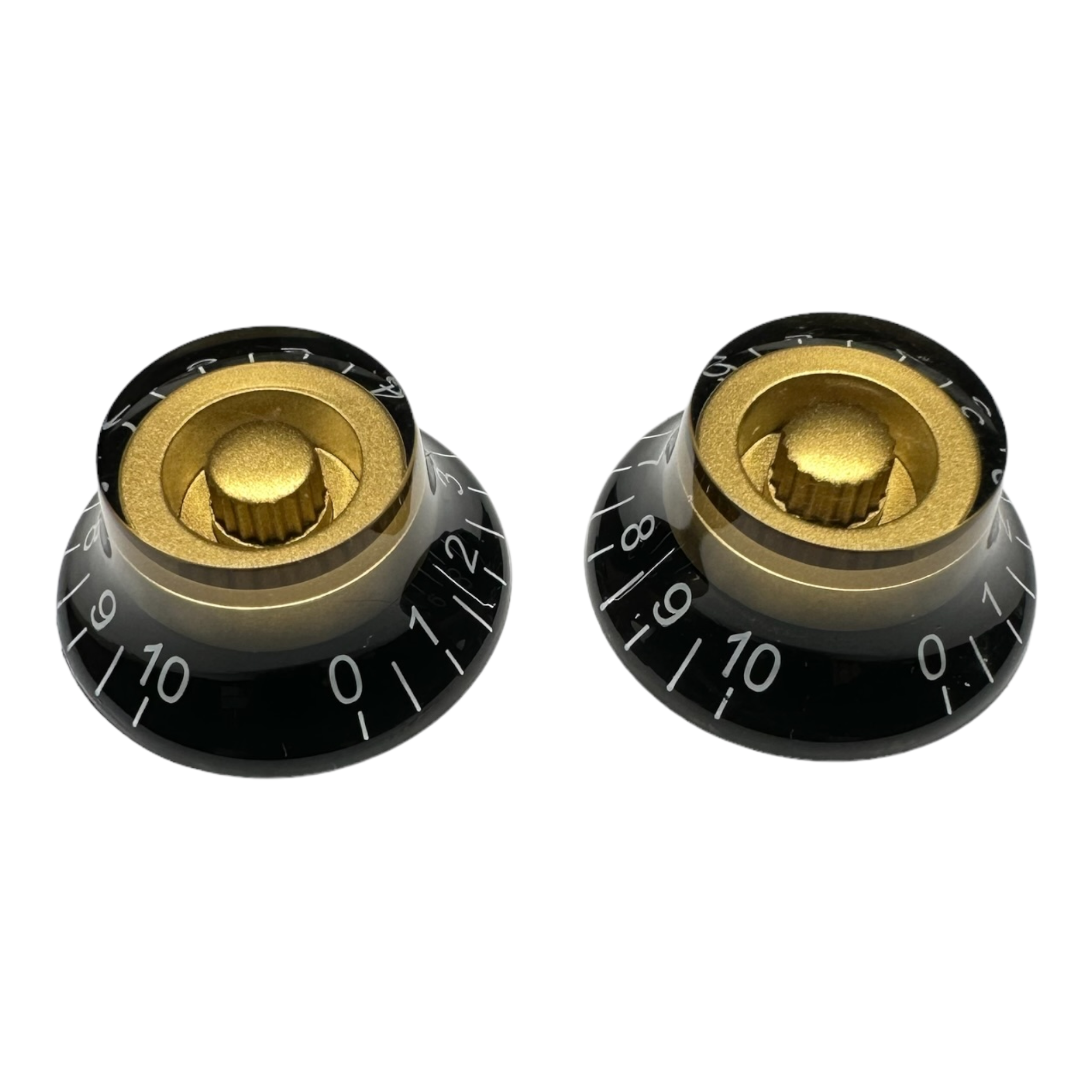 AxLabs Bell Knobs (2), Black/Gold w/ White Font