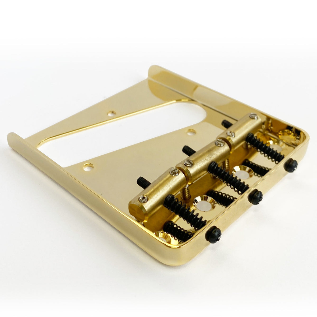 AxLabs Tele-Style Bridge, Steel Plate, Brass Compensated Saddles, Gold