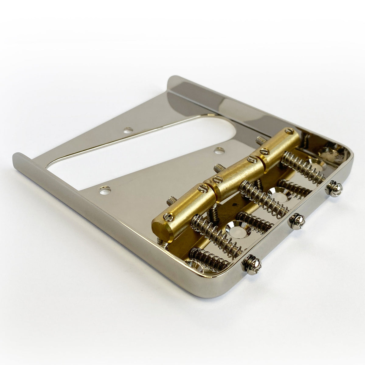 AxLabs Tele-Style Bridge, Steel Plate, Brass Compensated Saddles, Nickel