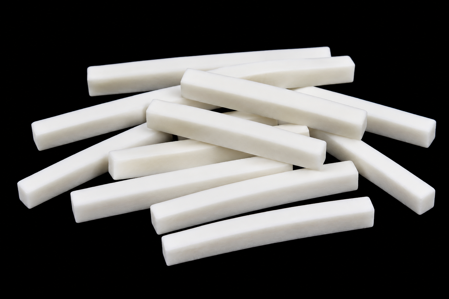 Radiused Unslotted Bone Nut for Fender Guitars, Flat Bottom