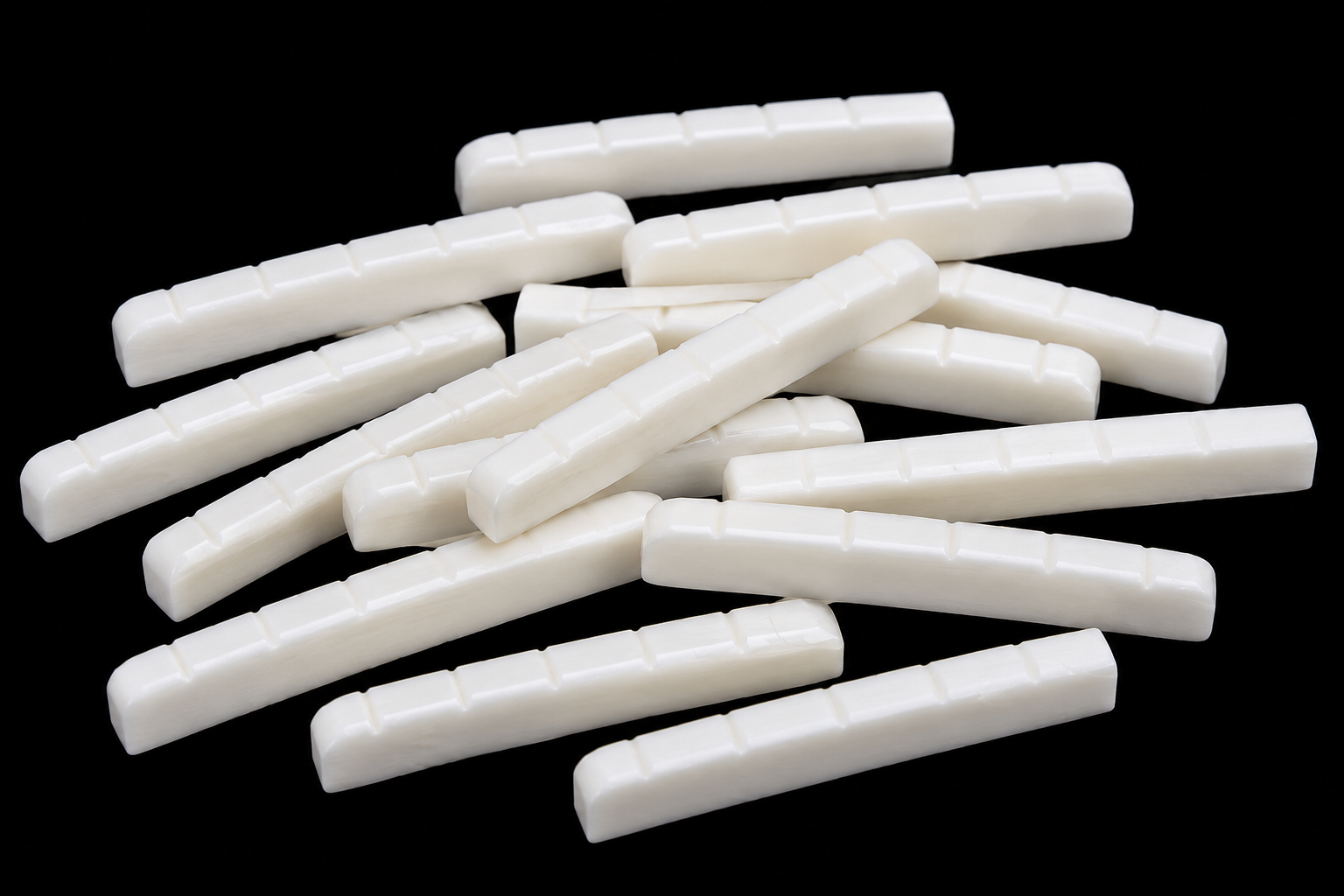 Radiused Slotted Bone Nut for Fender Guitars, Flat Bottom