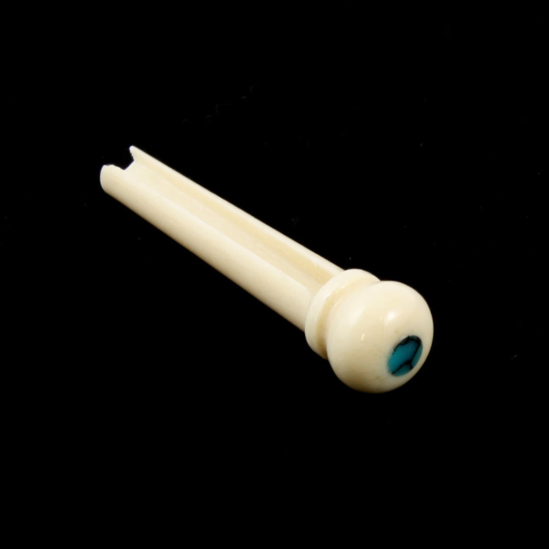 Bridge Pins (6), Camel Bone W/ Turquoise Dot