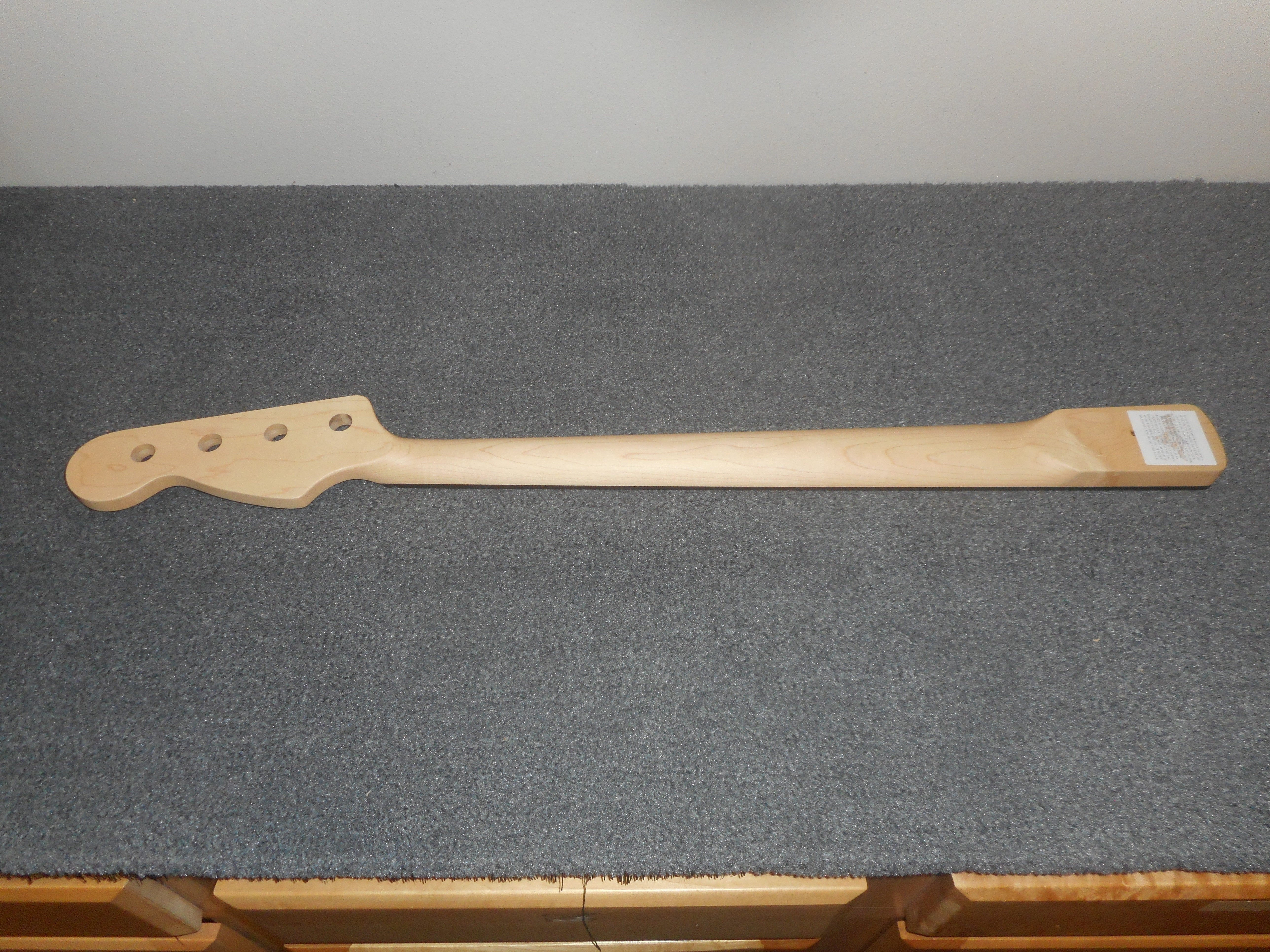 WD Licensed By Fender Fretless Maple Neck for J. Bass, No Lines, Ebony Fingerboard