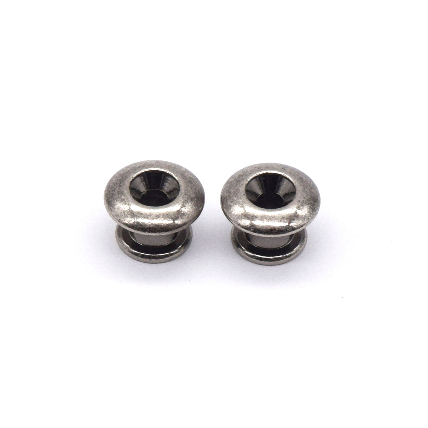 KD By AxLabs Small Strap Buttons (2), Rounded Top, Antique Silver