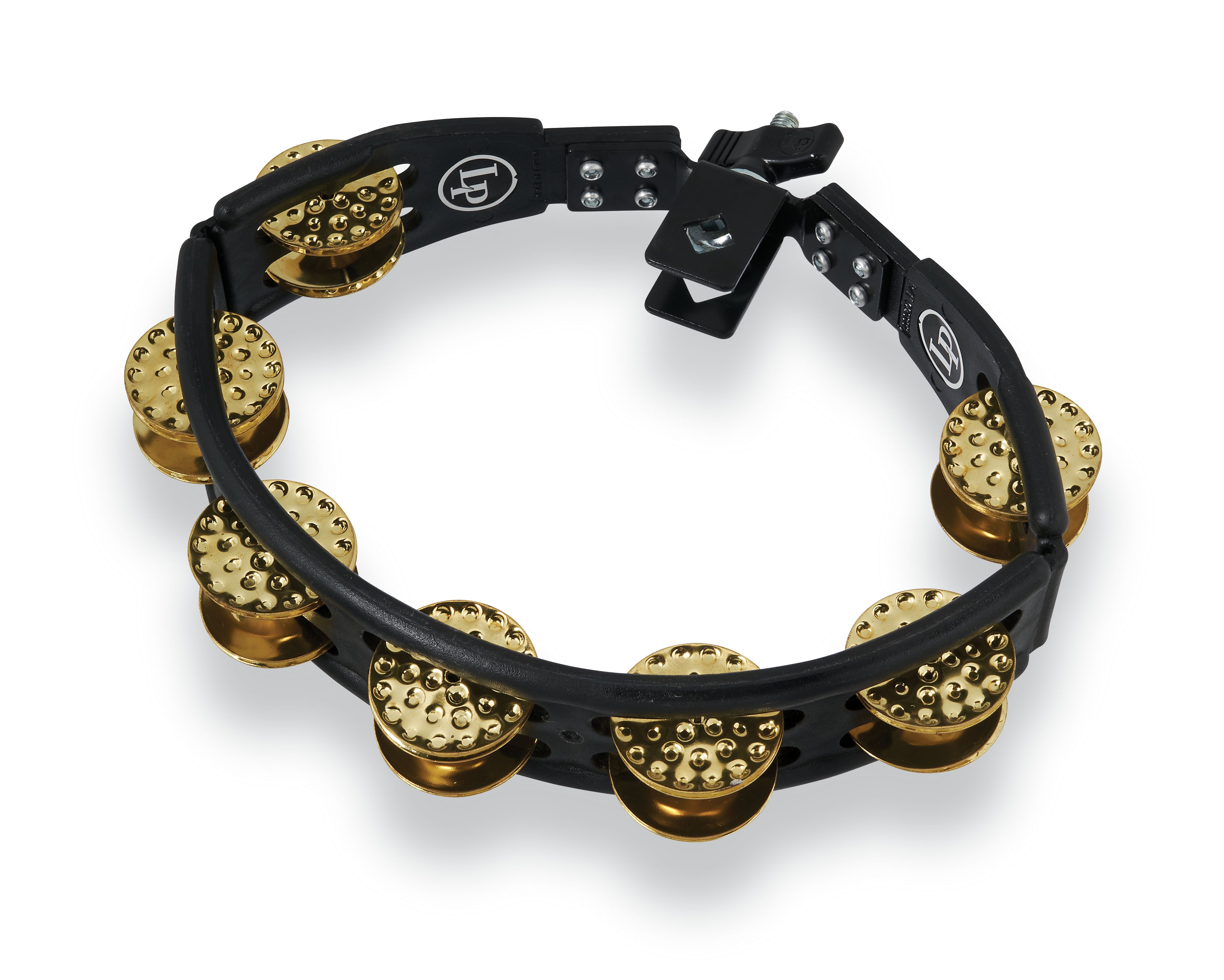 LP Cyclops Mounted Dimpled Tambourine, Brass, Black