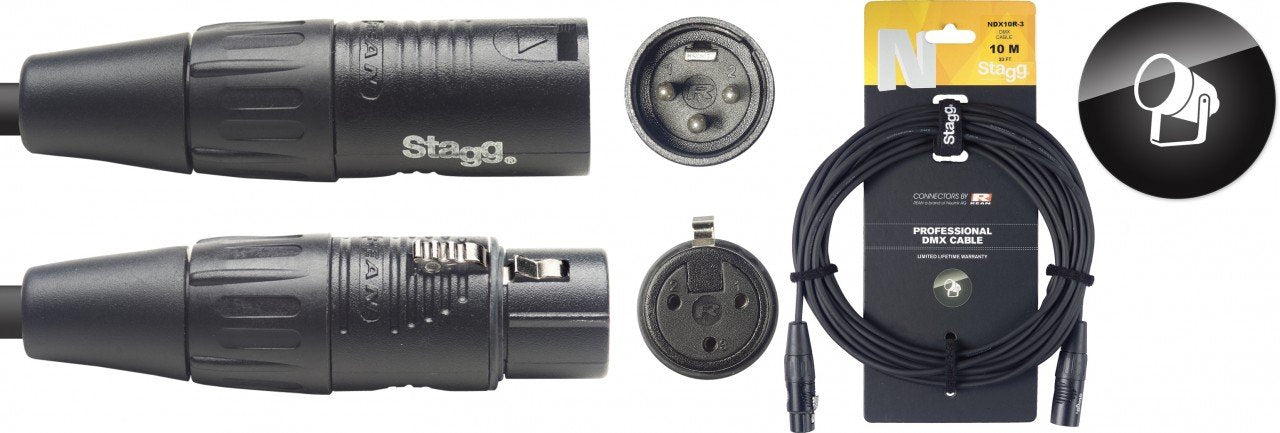 Stagg N-Series 33' DMX Cable, XLR3 to XLR3
