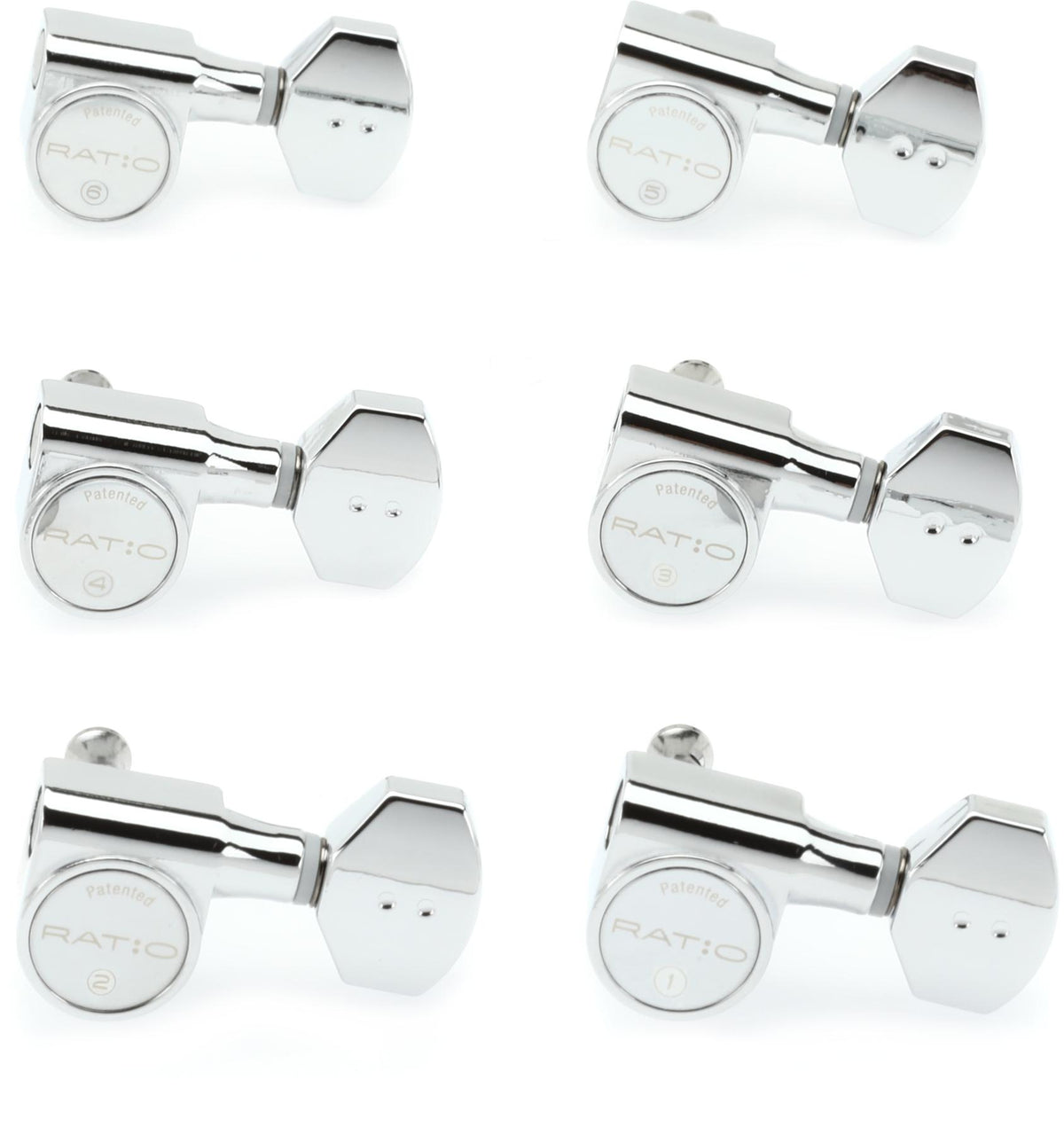 Graph Tech Ratio 6 In-Line Tuning Keys, 2-Pin, Mini Contemporary Style