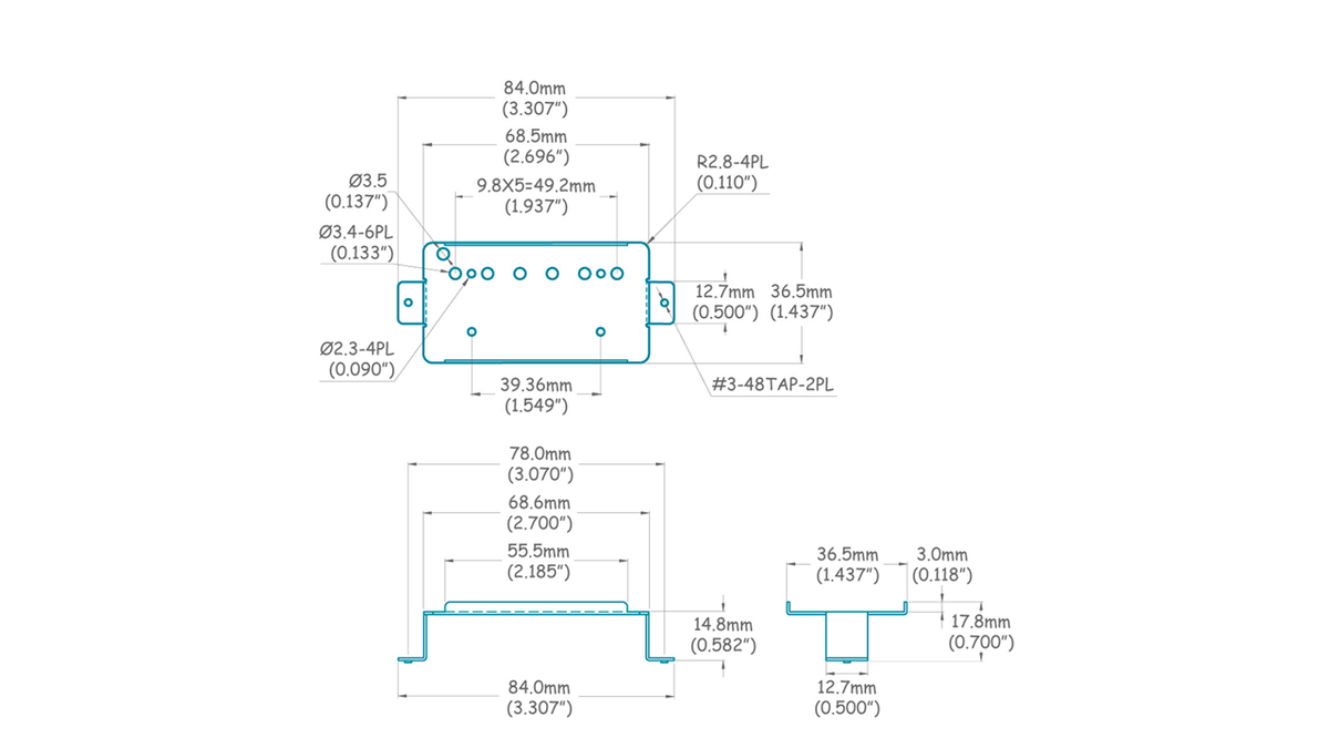 49.2mm Vintage Humbucking Pickup Frame, Tall Legs