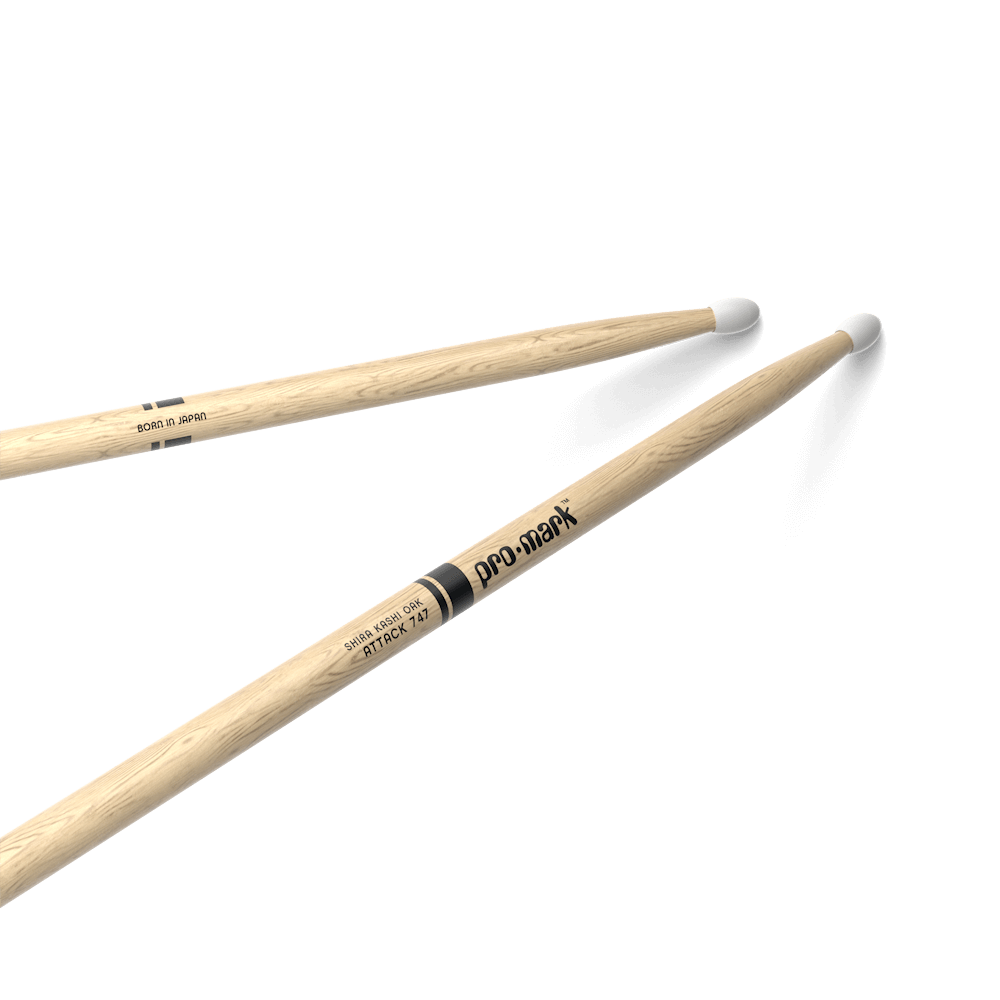 Promark Attack 747 Oak Drumsticks, Nylon Tip