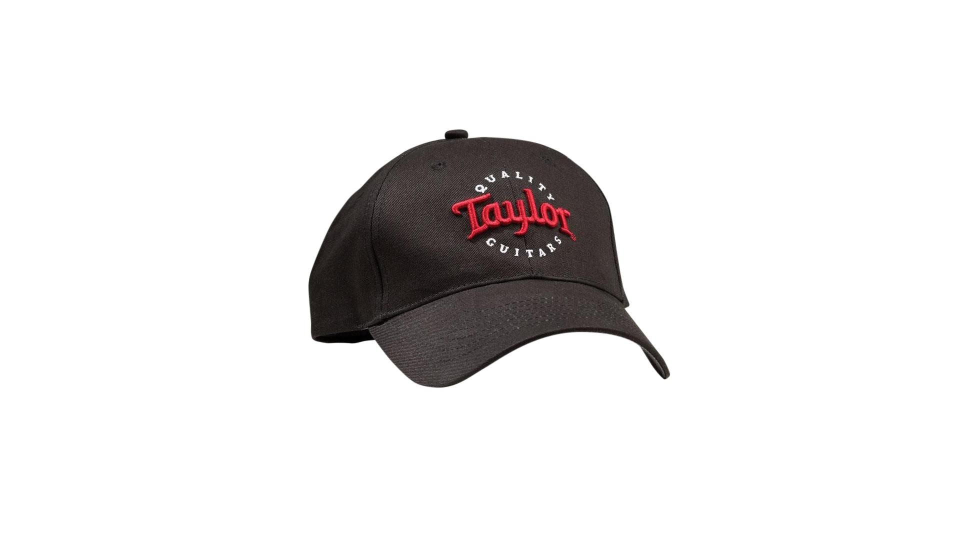 Taylor Embroidered Black Cap, Red/White Emblem, OSFM