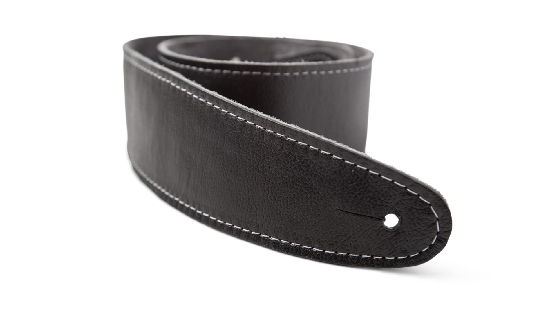 Taylor 2.5" Leather Guitar Strap, Silver Logo, Black w/ Suede Back