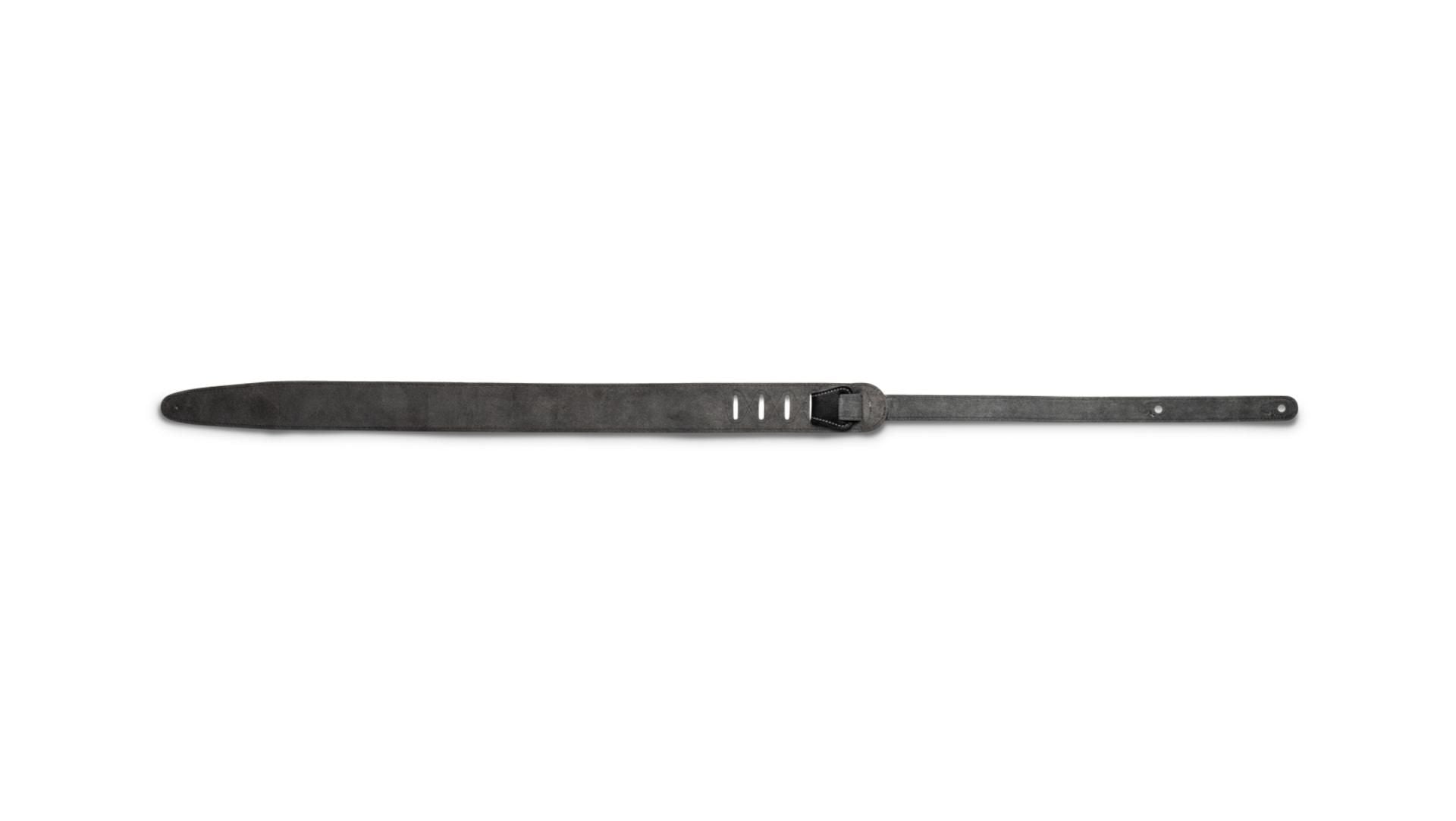 Taylor 2.5" Leather Guitar Strap, Silver Logo, Black w/ Suede Back