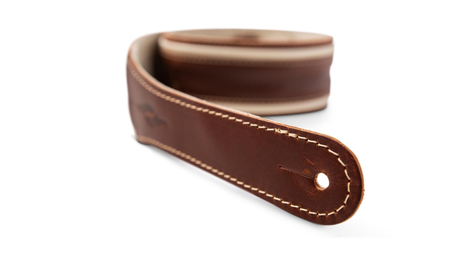 Taylor Element 2.5" Leather Guitar Strap, Brown/Cream