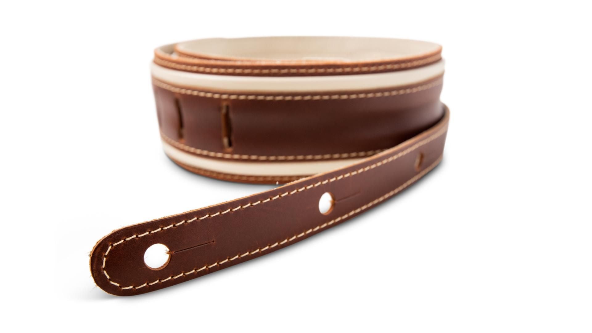 Taylor Element 2.5" Leather Guitar Strap, Brown/Cream