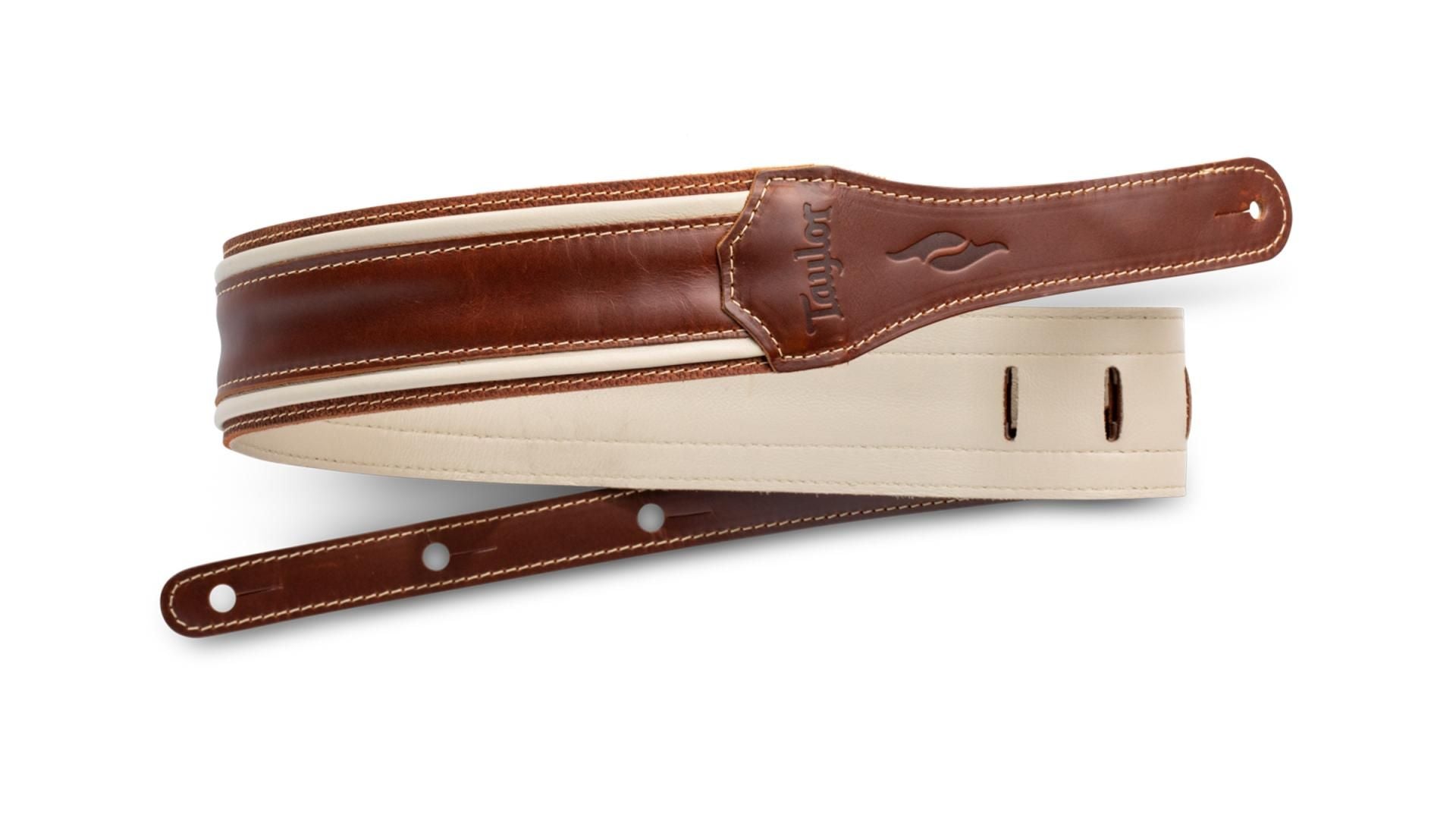 Taylor Element 2.5" Leather Guitar Strap, Brown/Cream