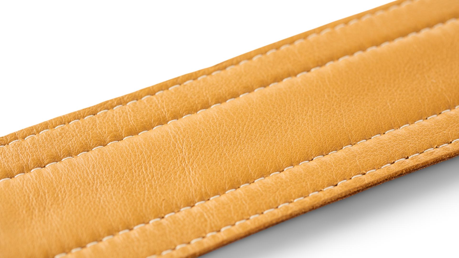 Taylor Nouveau 2.5" Distressed Leather Guitar Strap, Medium Brown w/ Butterscotch Trim