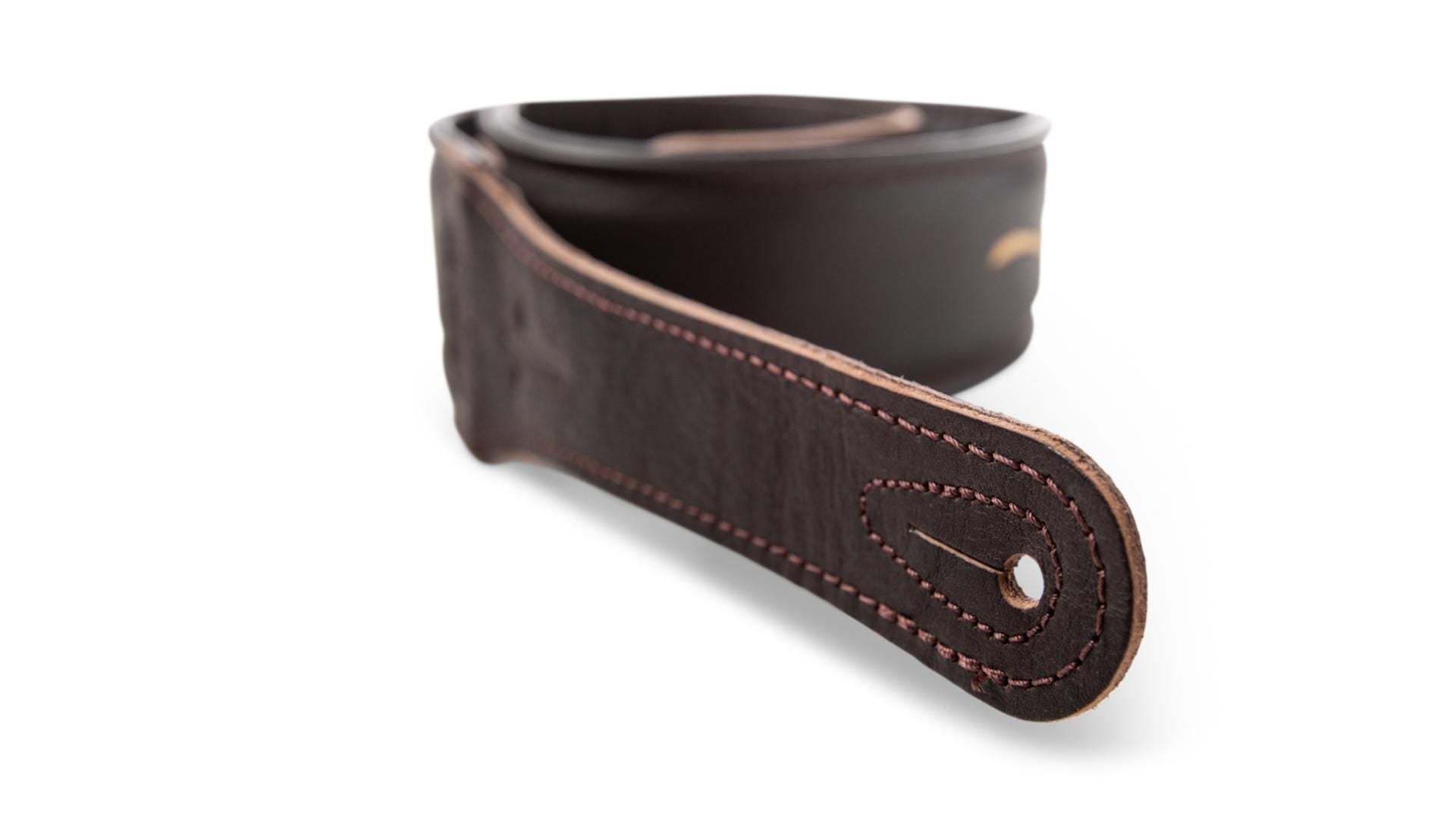 Taylor Spring Vine 2.5 Leather Guitar Strap, Chocolate Brown w/ Embroidered Vine Pattern