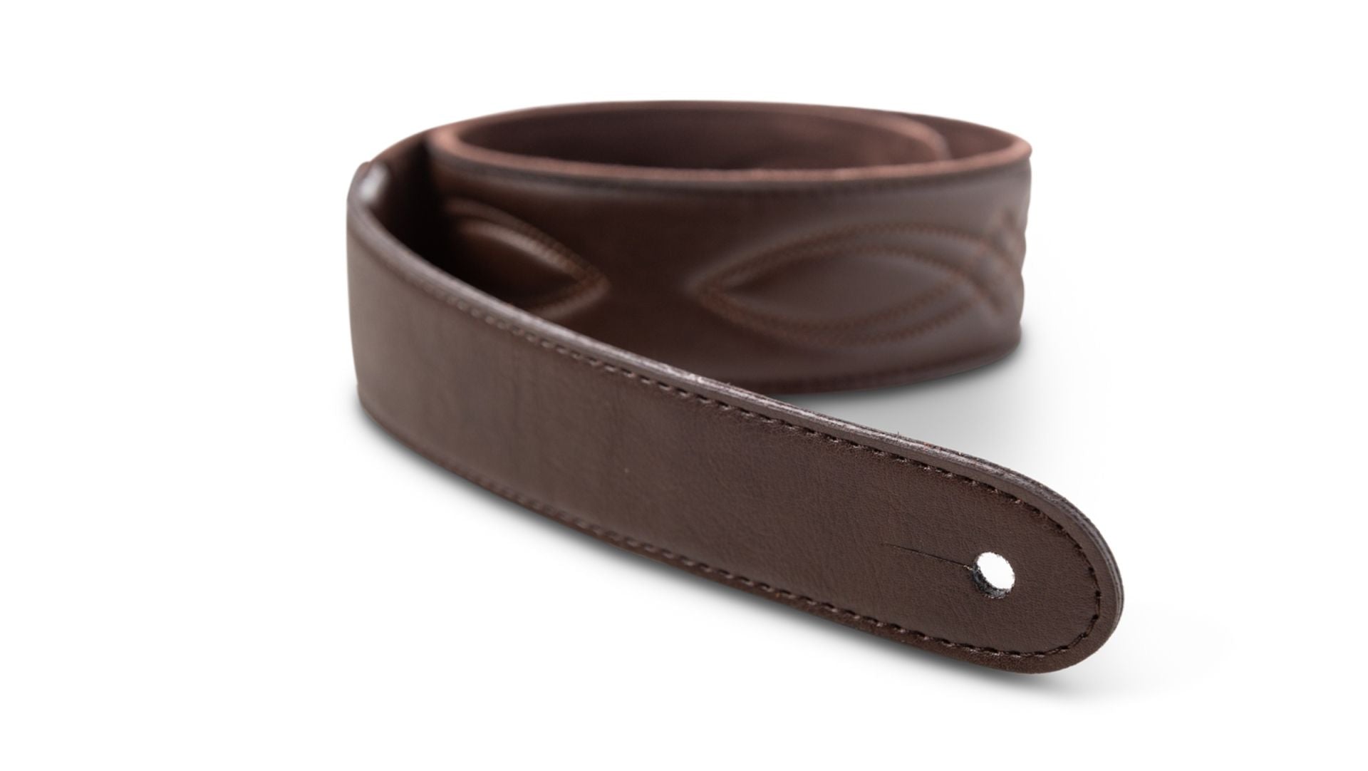 Taylor 2" Vegan Leather Guitar Strap, Glossy Chocolate Brown w/ Embossed Logo