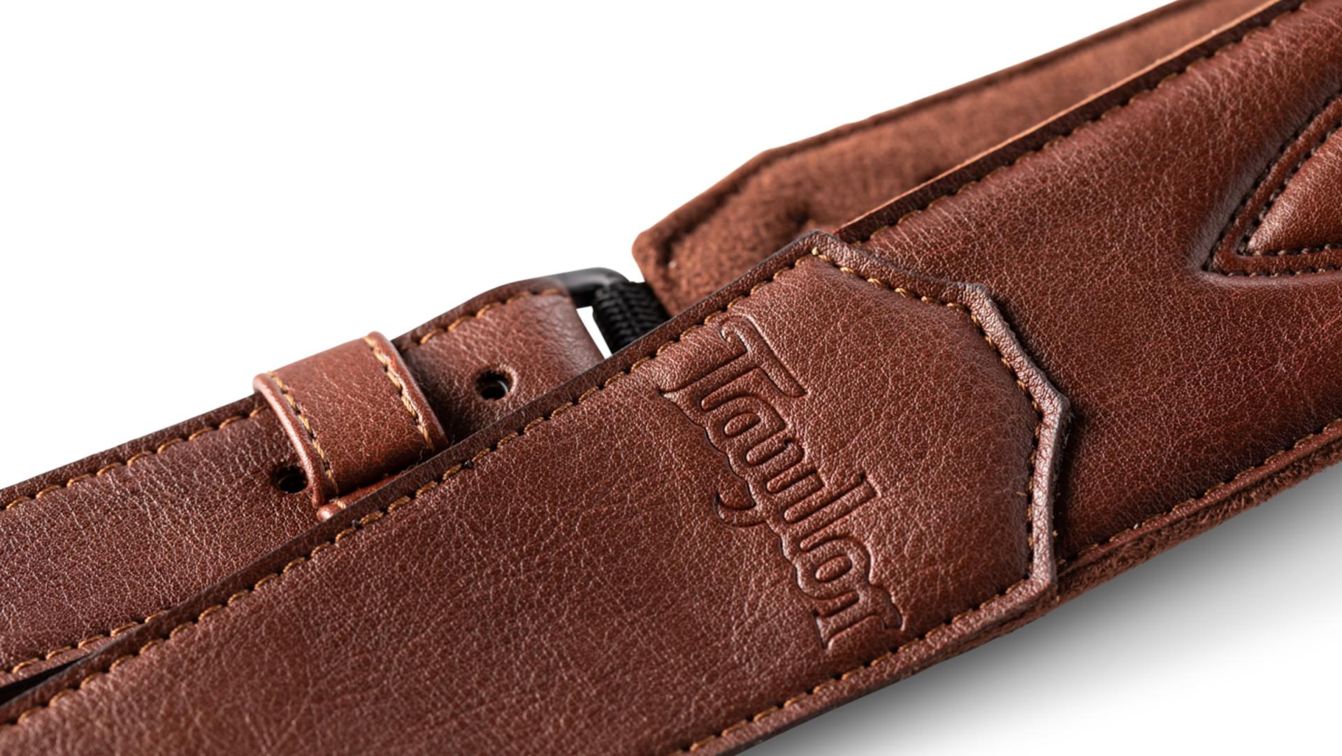 Taylor 2" Vegan Leather Guitar Strap, Medium Brown w/ Embossed Logo