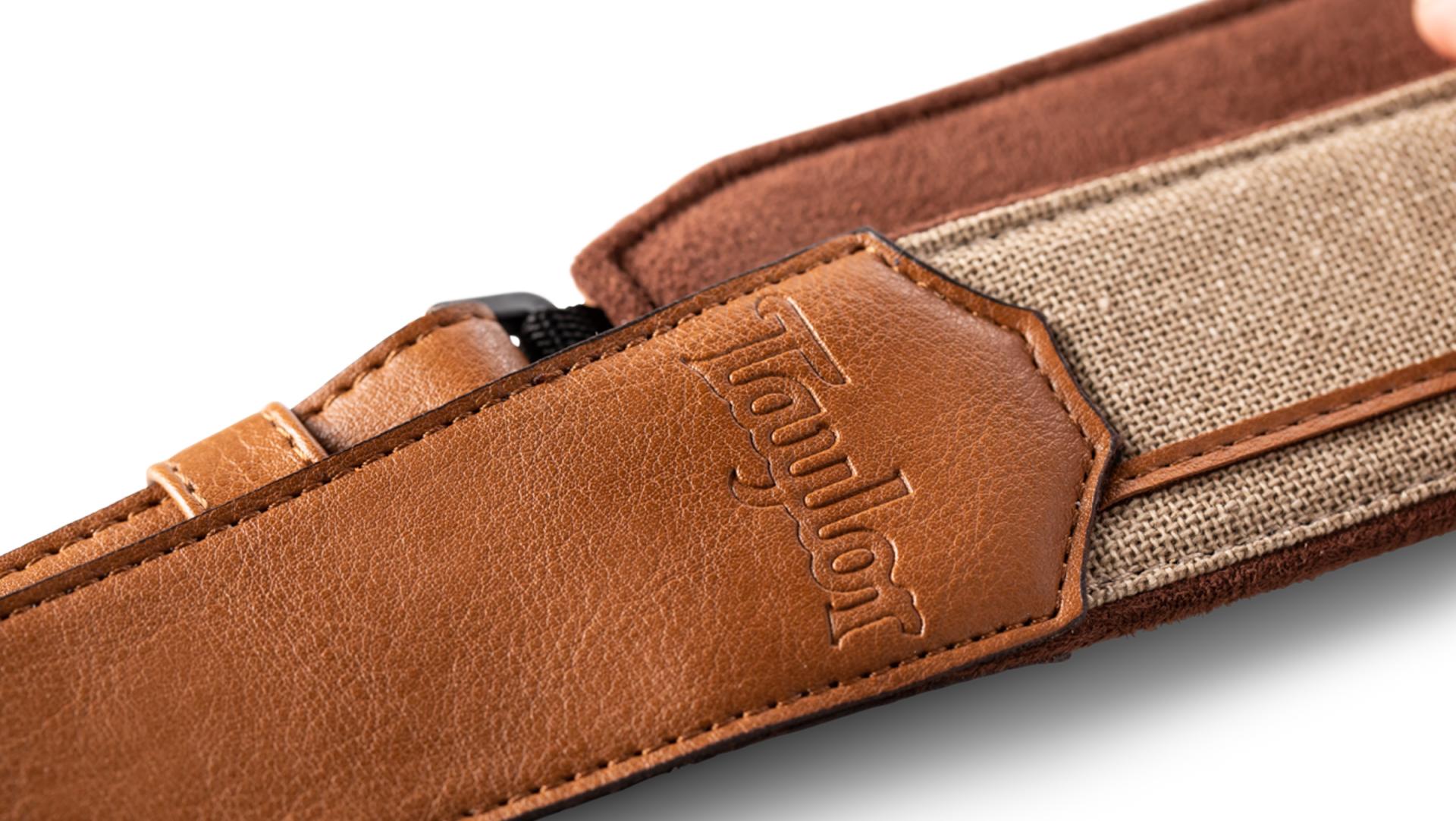 Taylor 2.5" Vegan Leather Guitar Strap, Tan w/Natural Textile Trim
