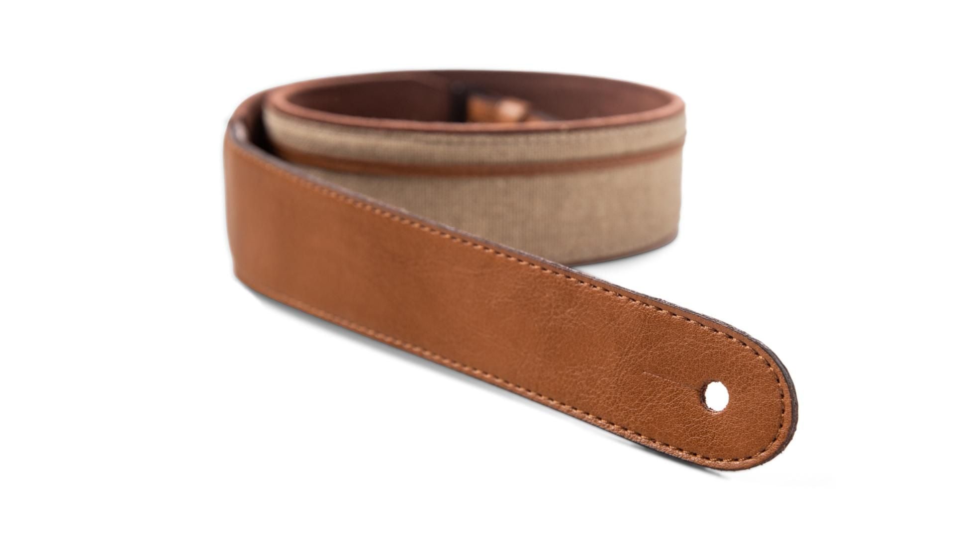 Taylor 2.5" Vegan Leather Guitar Strap, Tan w/Natural Textile Trim