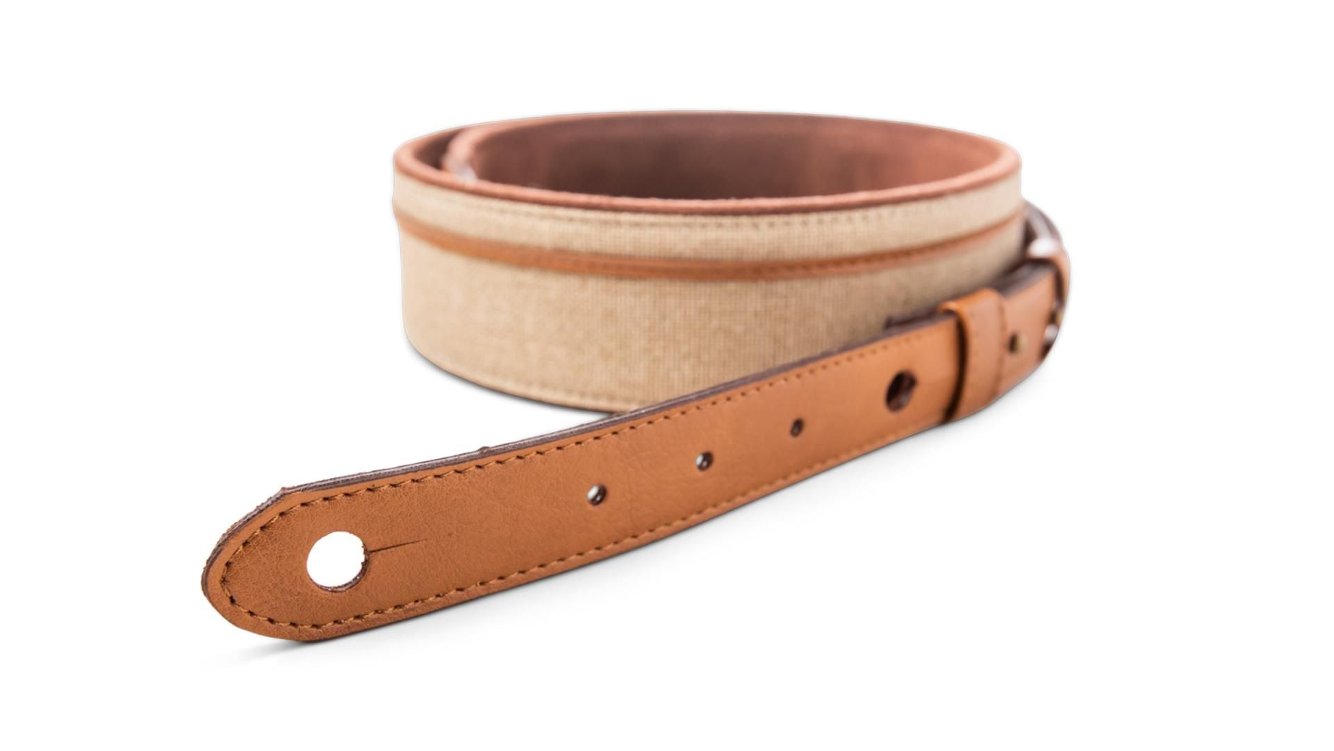 Taylor 2.5" Vegan Leather Guitar Strap, Tan w/Natural Textile Trim
