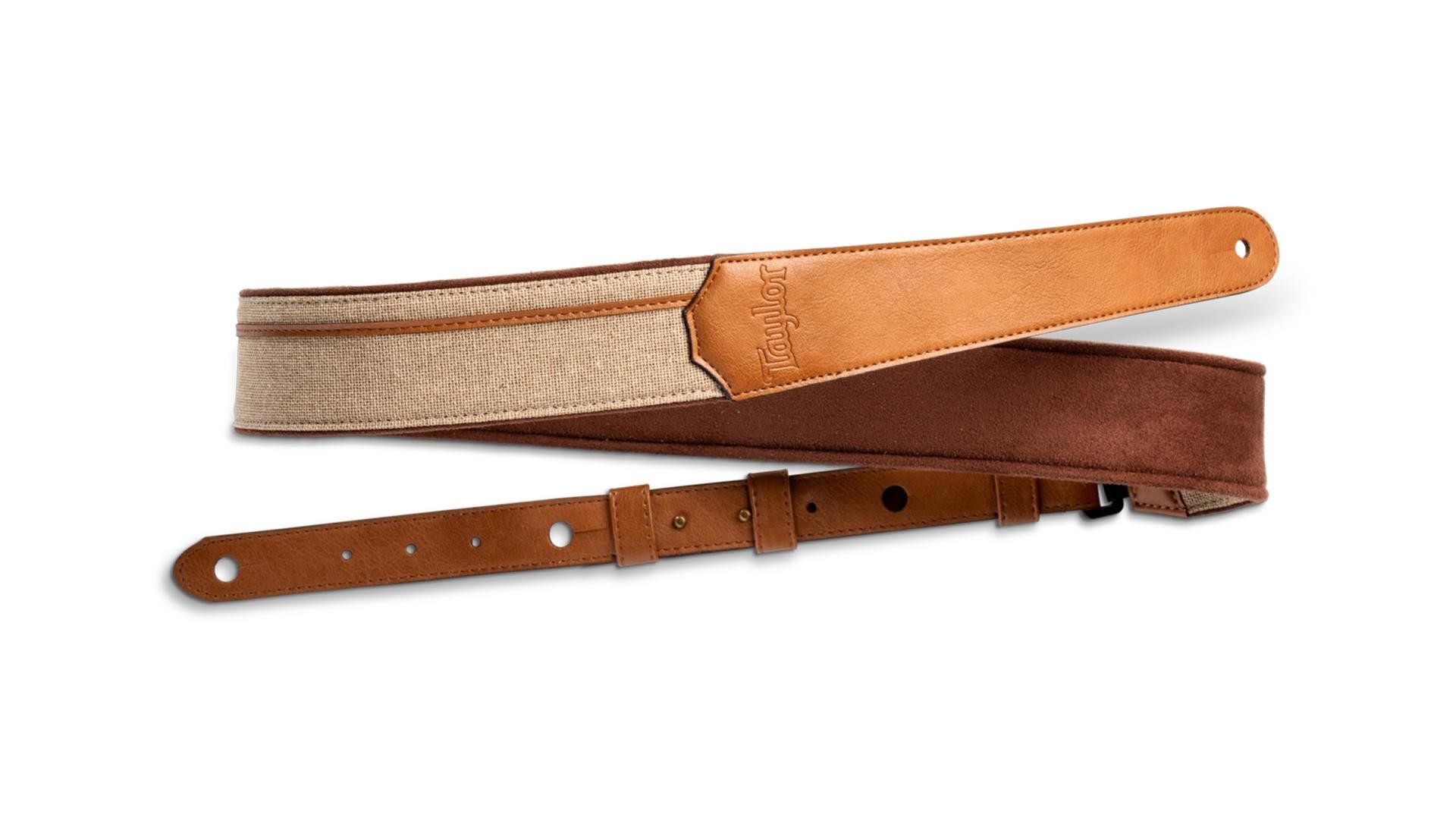 Taylor 2.5" Vegan Leather Guitar Strap, Tan w/Natural Textile Trim