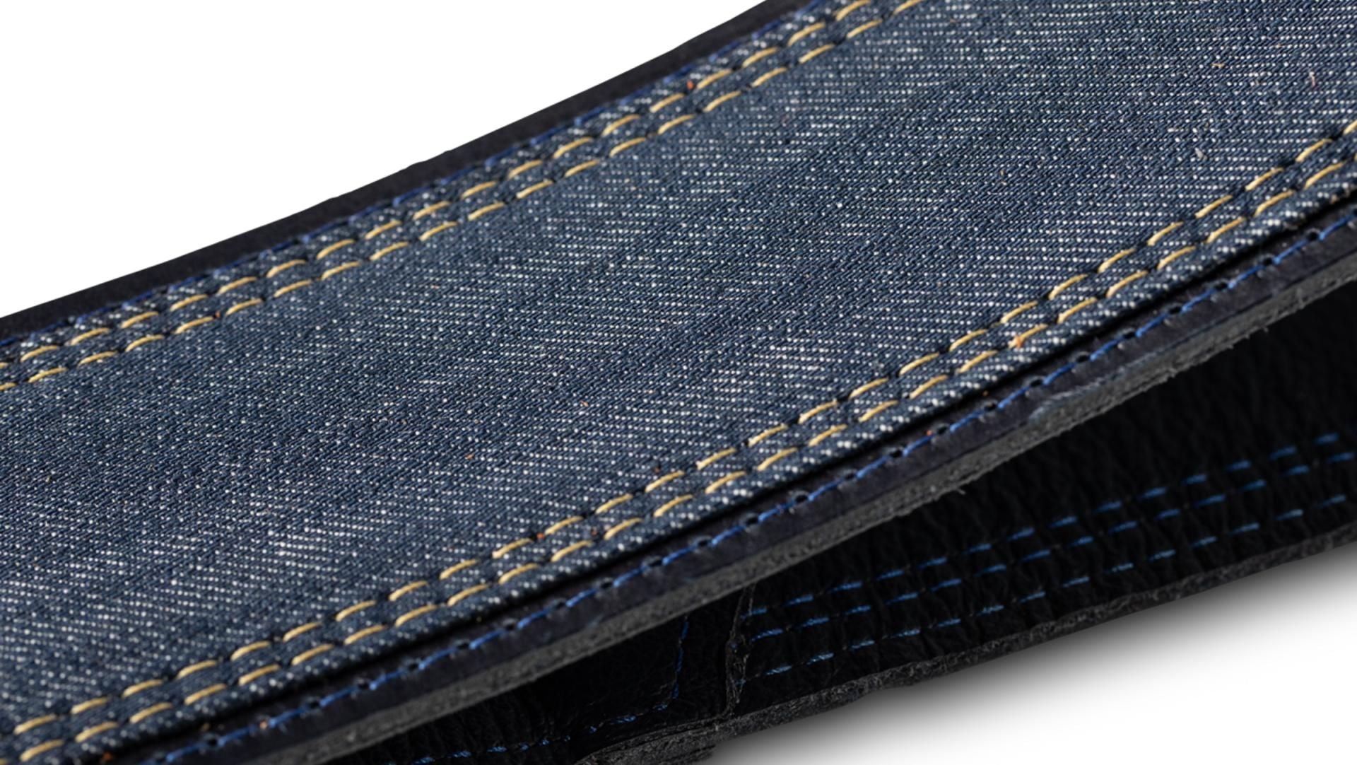 Taylor 2.5" Blue Denim Guitar Strap w/ Navy Leather Edges, Embossed Logo