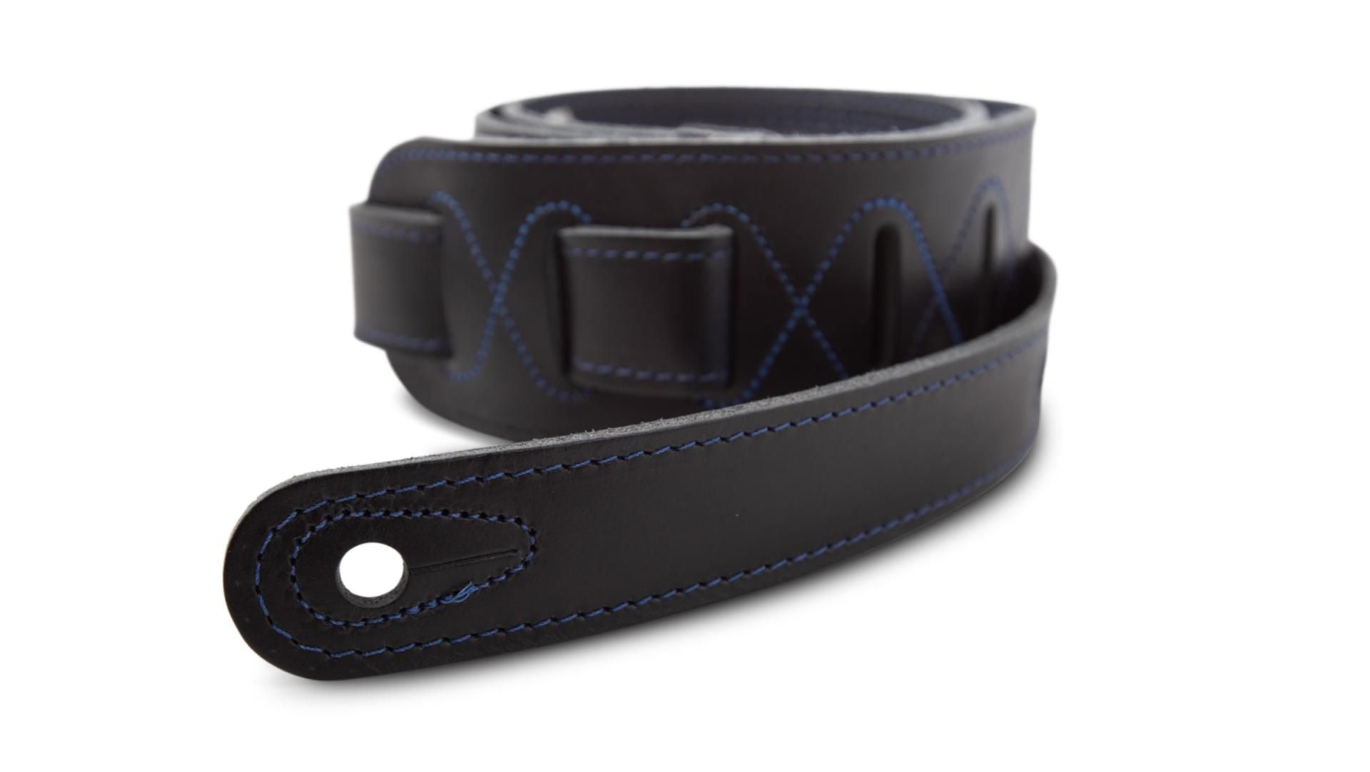 Taylor 2.5" Blue Denim Guitar Strap w/ Navy Leather Edges, Embossed Logo