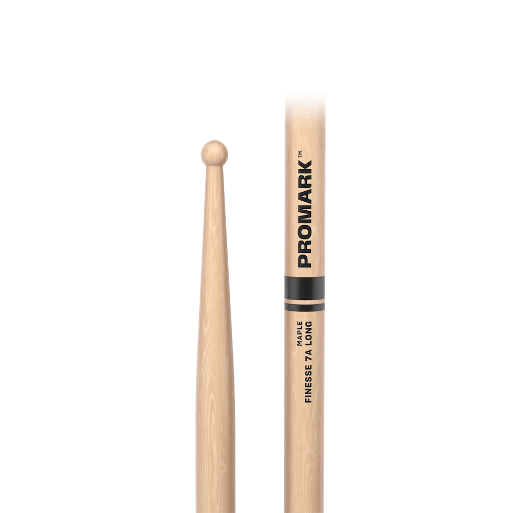 Promark Finesse 7A Long Maple Drumsticks, Wood Tip