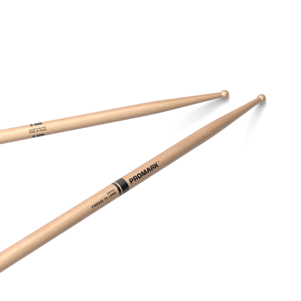 Promark Finesse 7A Long Maple Drumsticks, Wood Tip