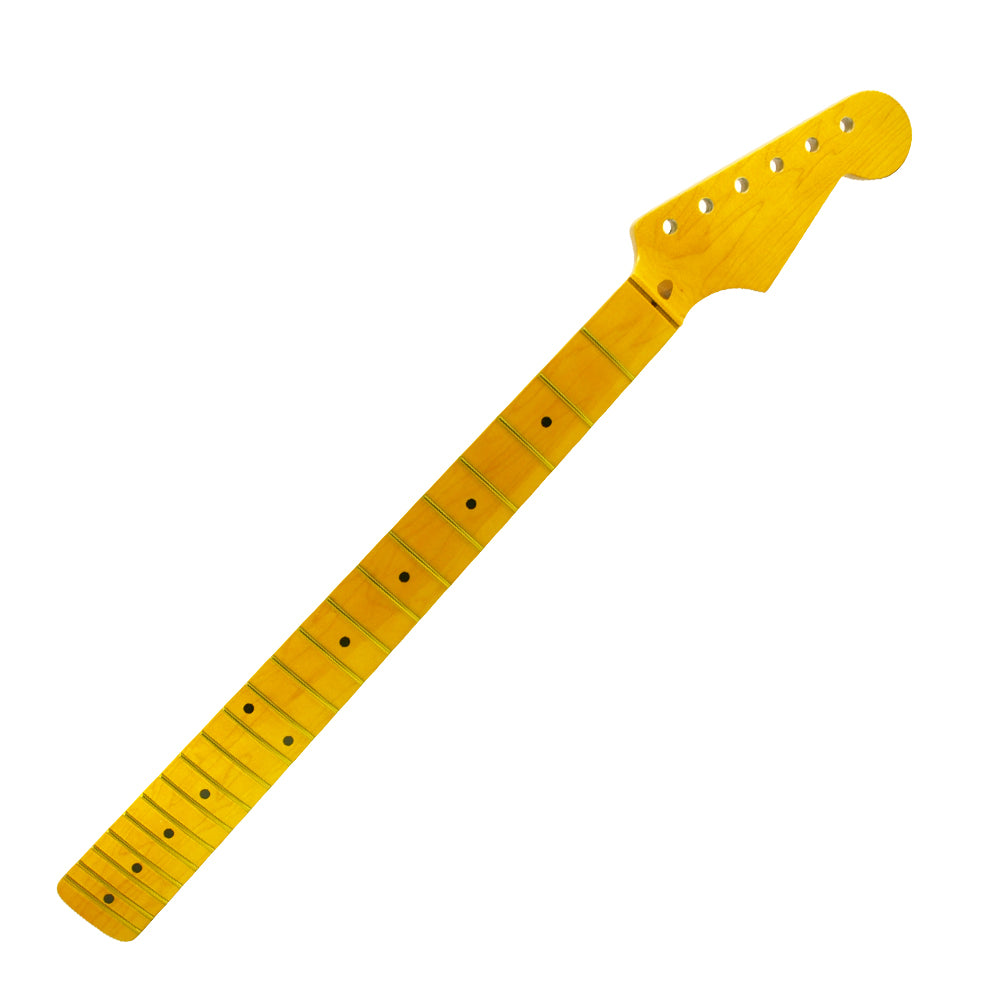 STRAT NECK, MAPLE FB, 21 FRETS, AMBER GLOSS