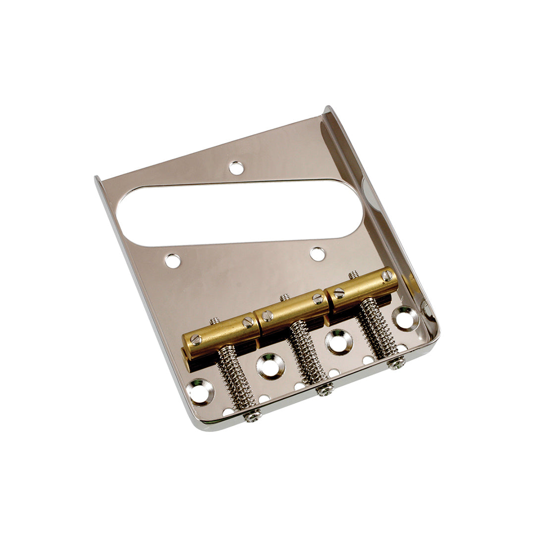 Vintage 3-Saddle Tele Bridge, Brass Saddles, Nickel