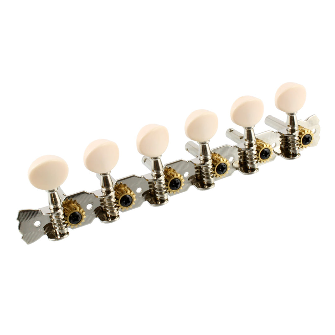 Open Gear 6-In-Line Tuners On Plank, Nickel