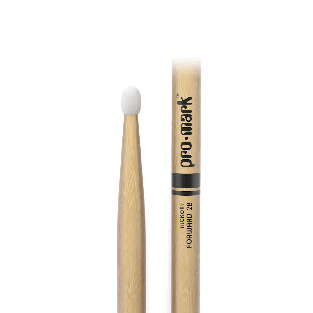 Promark Forward 2B Hickory Drumsticks, Nylon Tip