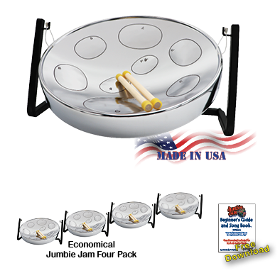 Panyard Jumbie Jam Steel Drum Kit 4-Pack w/ Table Top Stand