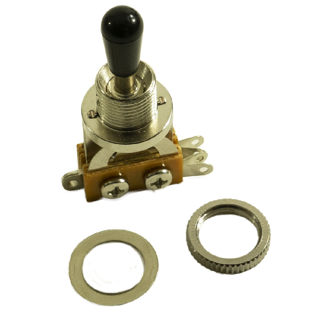 WD 3-Position Toggle Switch for 2-Pickup Les Paul, Chrome w/ Black Plastic Tip