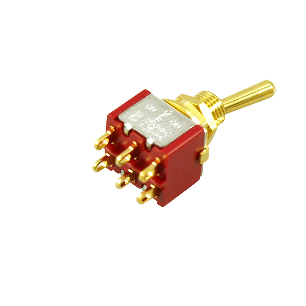 MINI ON-OFF-ON SWITCH, ROUND BAT - GOLD
