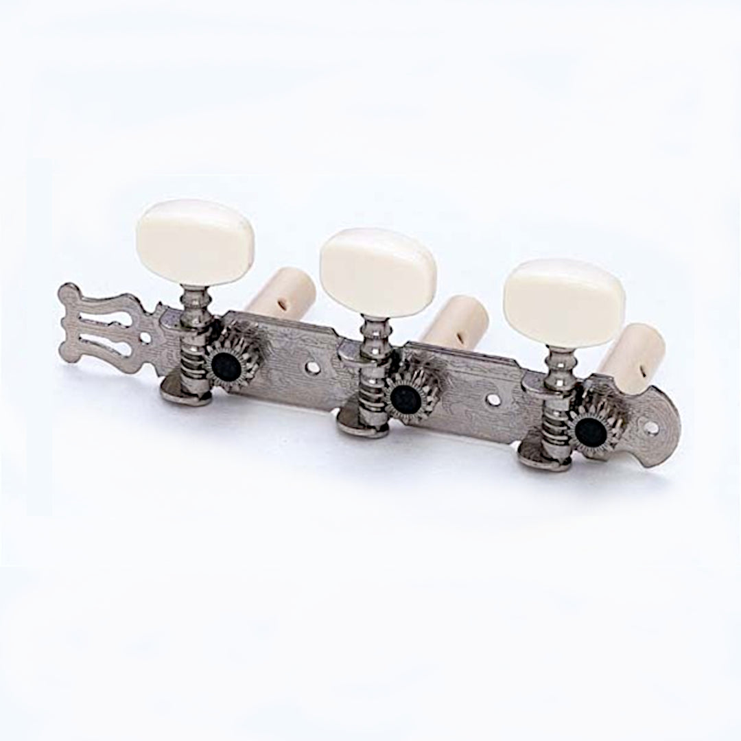 Tuning Keys, White Plastic Buttons, Nickel