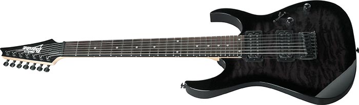 Ibanez GRG7221QA Gio 7-String Electric Guitar, Transparent Black Sunburst