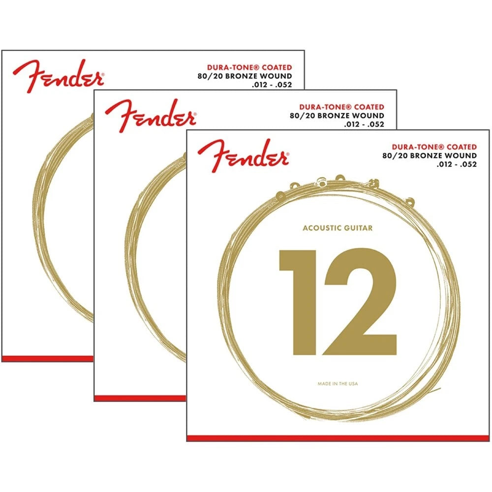 Fender Dura-Tone Coated Ball End Acoustic Strings, 80/20 Bronze