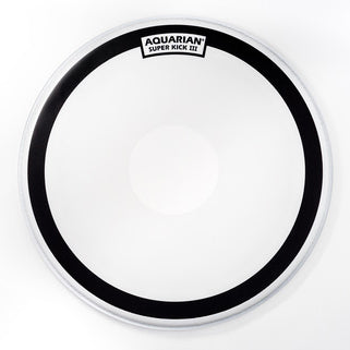 Aquarian Super Kick III Texture Coated Bass Drumhead, White, 22"