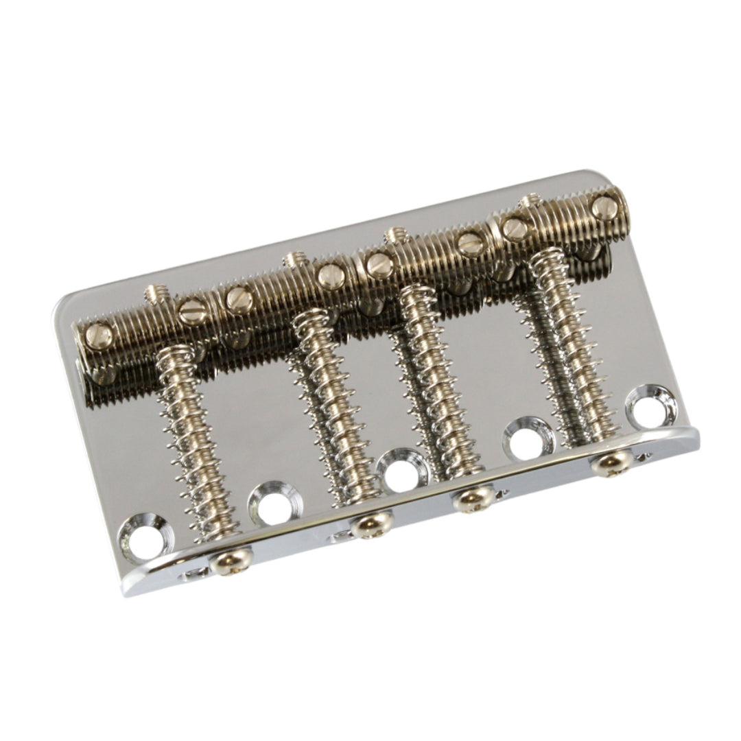 Vintage Style Bass Bridge, Threaded Saddles - Nickel